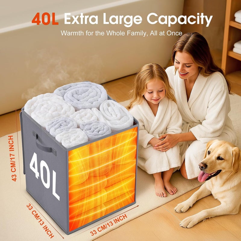 Leroci Foldable Towel Warmer 40L Large Capacity for Oversized Towels, Robes & Blankets, Fast Heating with 4 Modes, Auto Shut-Off, Gift Box - Image 2